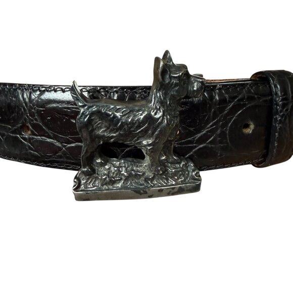 Lyn Gaylord New York men's black genuine leather adjustable belt size SM - Picture 2 of 8